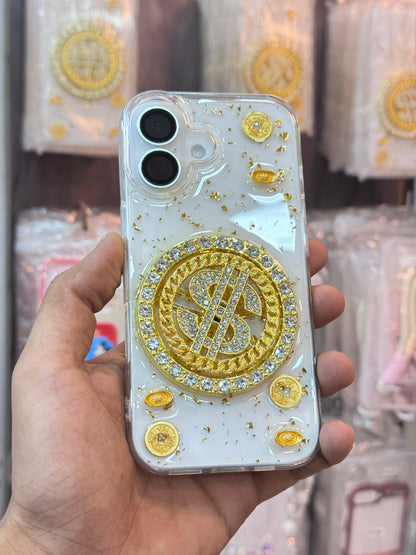 3D Diamond Dollar Turnplate Phone Case Luxury Designer