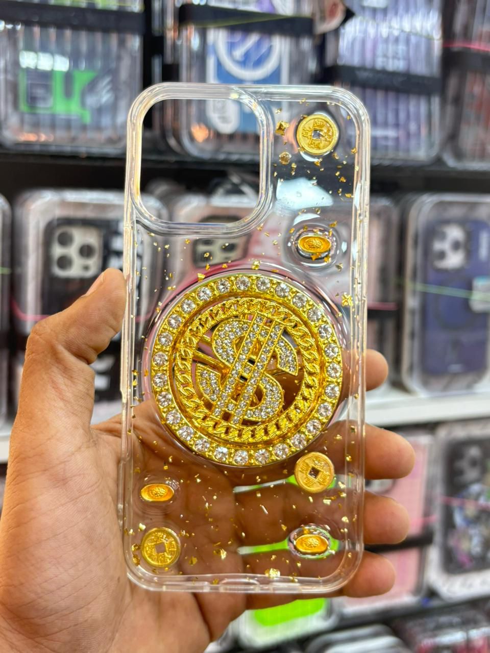 3D Diamond Dollar Turnplate Phone Case Luxury Designer