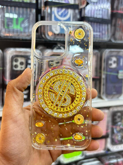 3D Diamond Dollar Turnplate Phone Case Luxury Designer