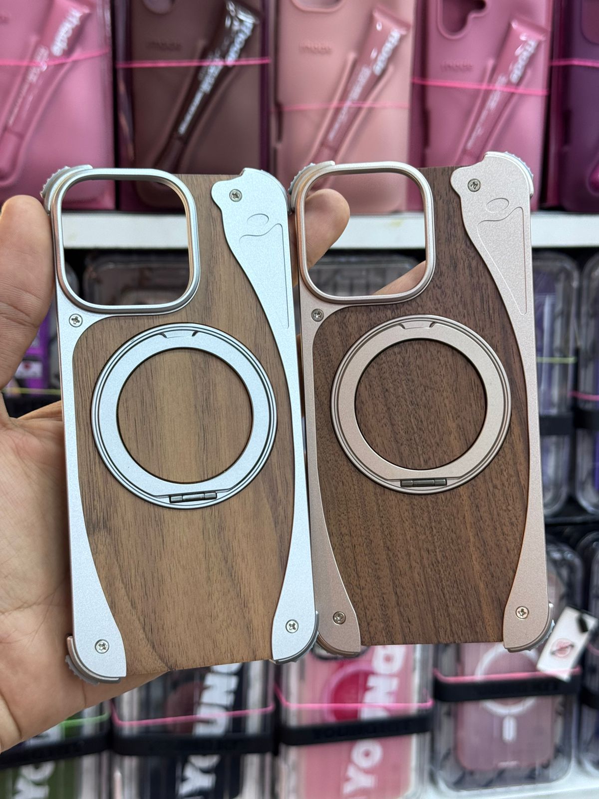 Premium Wooden Metal Hybrid Case for iPhone 16 Pro / Pro Max – MagSafe Compatible, Shockproof Protective Cover